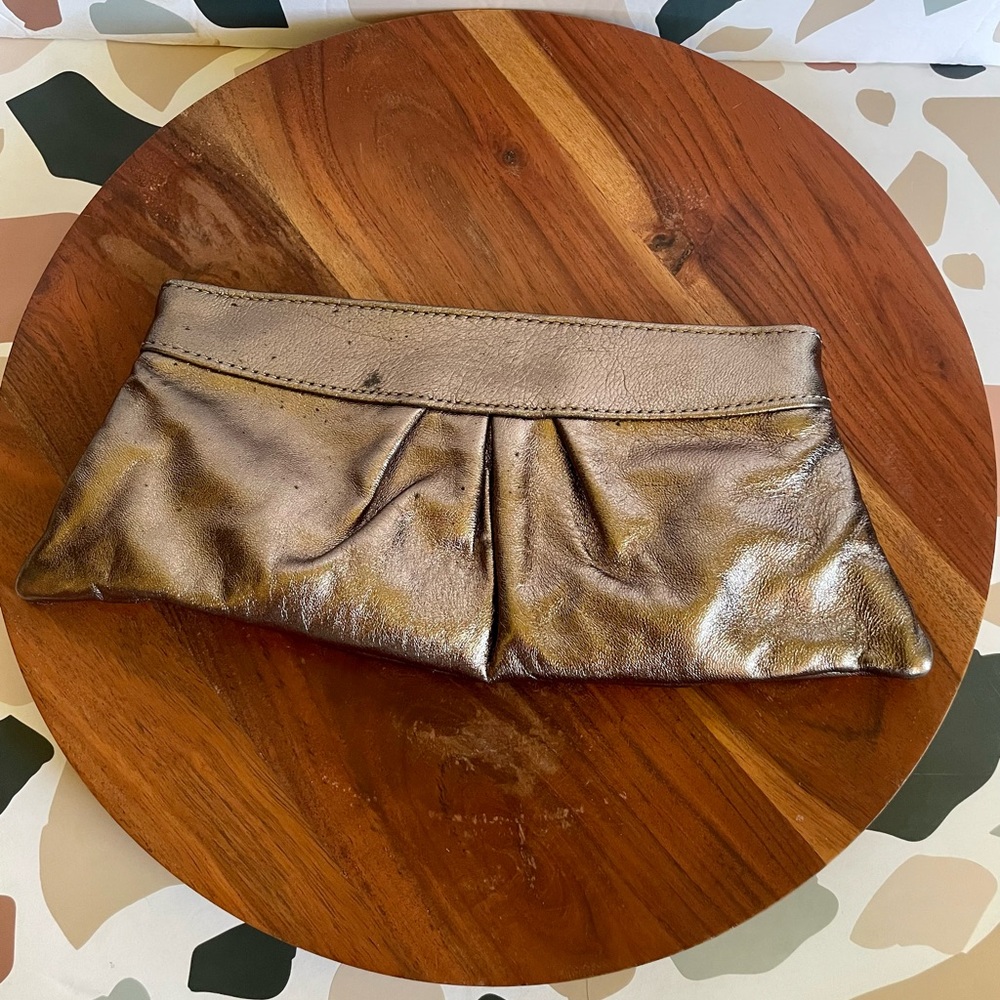Lauren Merkin Mauve Silver Hinged Clutch